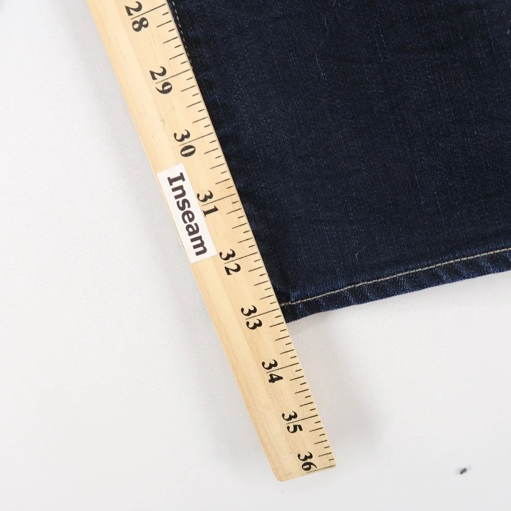 Paige Hidden Hills Jeans Womens 31 Blue Bootcut Mid Rise Dark Wash Stretch - Picture 8 of 12